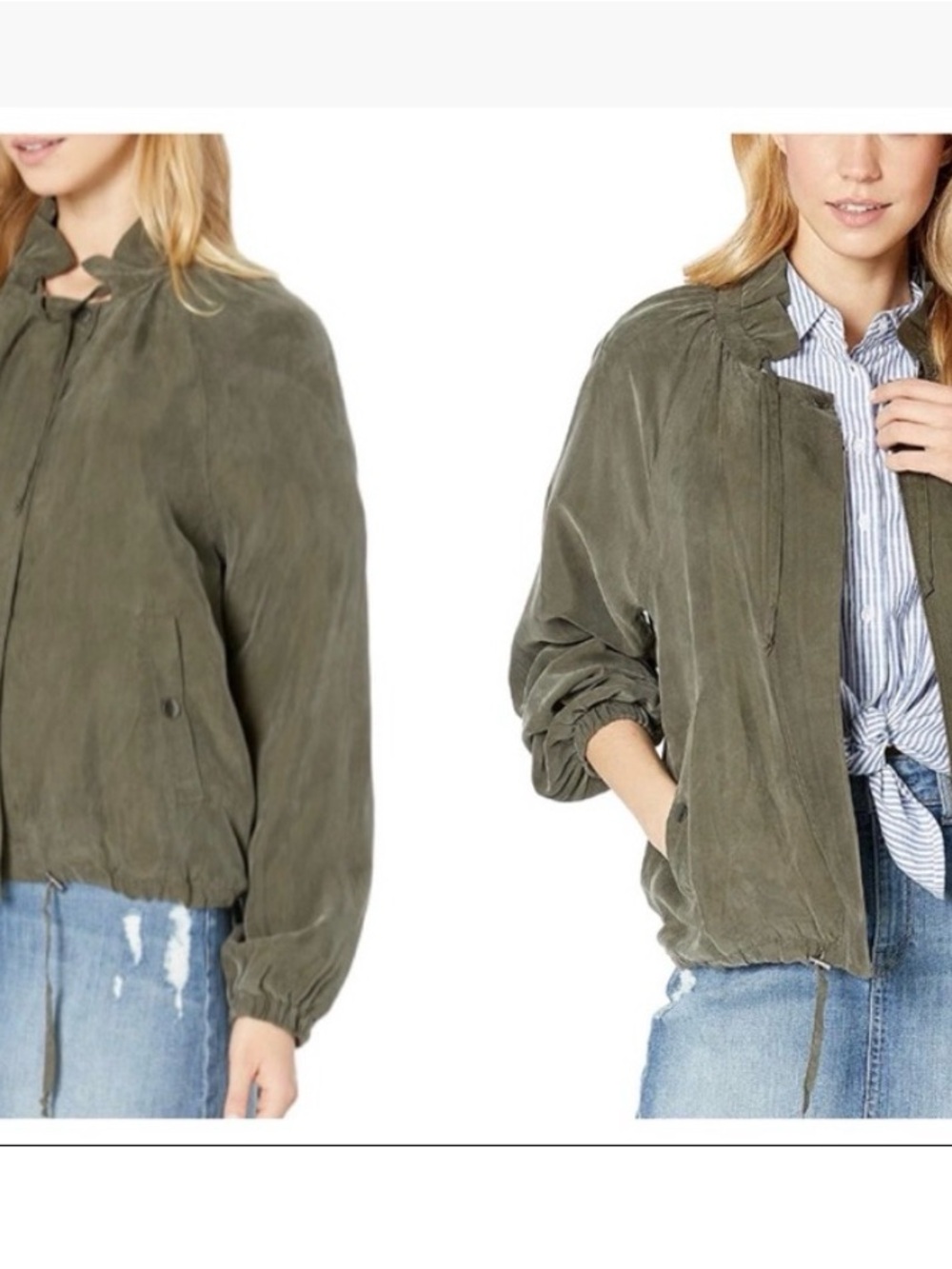 1. STATE Olive Green Lightweight Bomber Jacket - Picture 2 of 7
